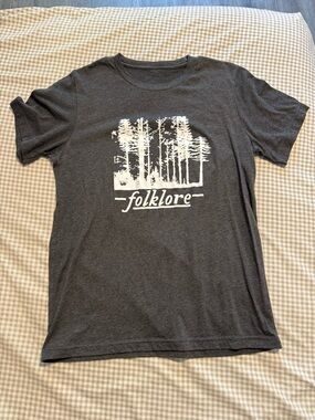 Folklore Graphic Tee - Charcoal Gray with White Print